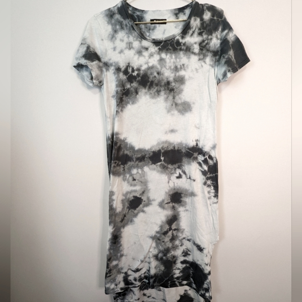 Revolve Michael Lauren Augustus Tie-Dye Midi T-Shirt Dress XS Black Grey EUC - Picture 3 of 9